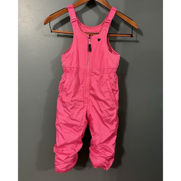 OshKosh B'gosh Pink Snow Ski Bib Overall Pants Girls Toddler Size 4T - Picture 1 of 4